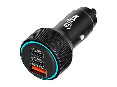 CARGADOR P/AUTO USB + 2 USB-C  66W NISUTA AD12US66